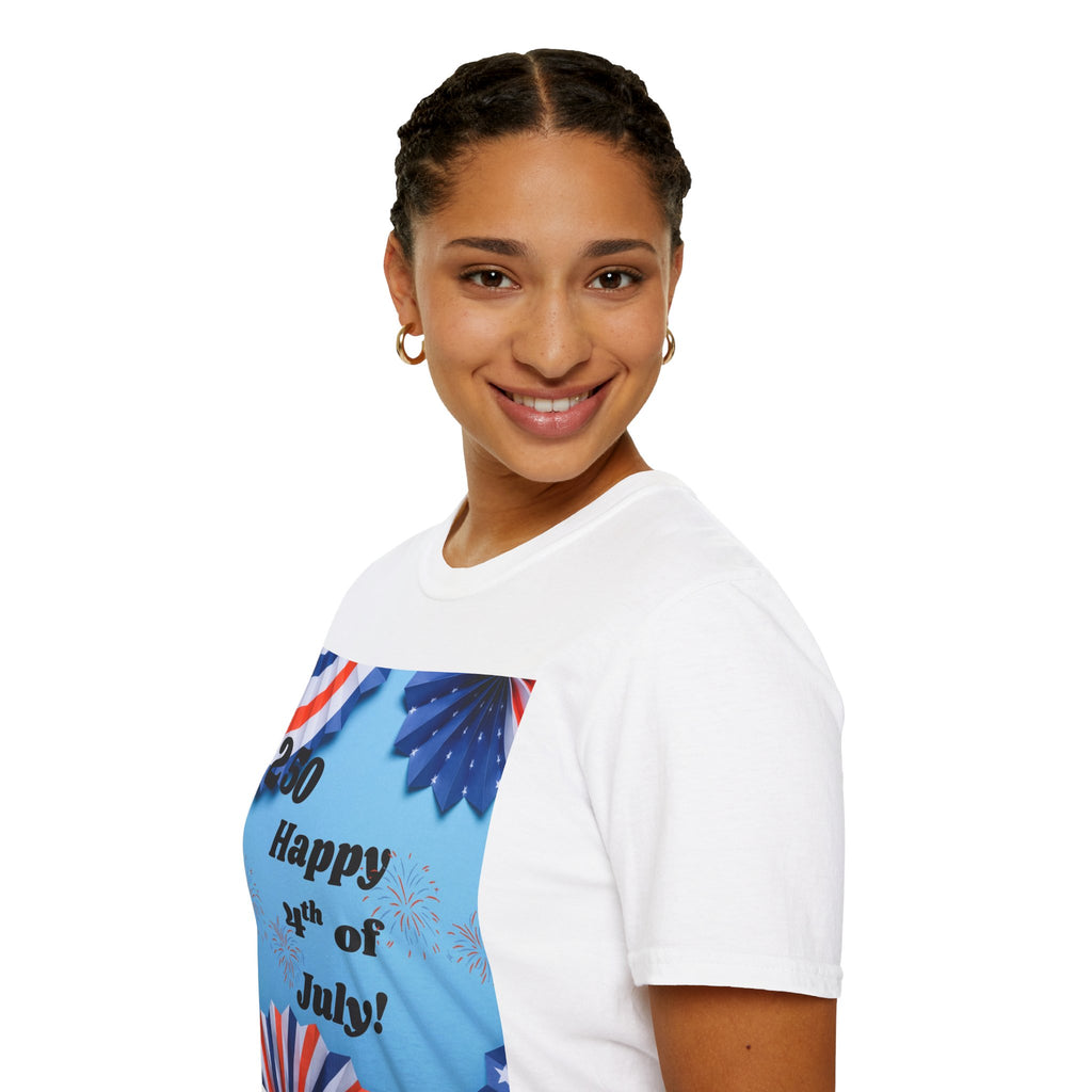 4th of July T-Shirt - "Happy 4th of July!" Patriotic Stars & Stripes Tee
