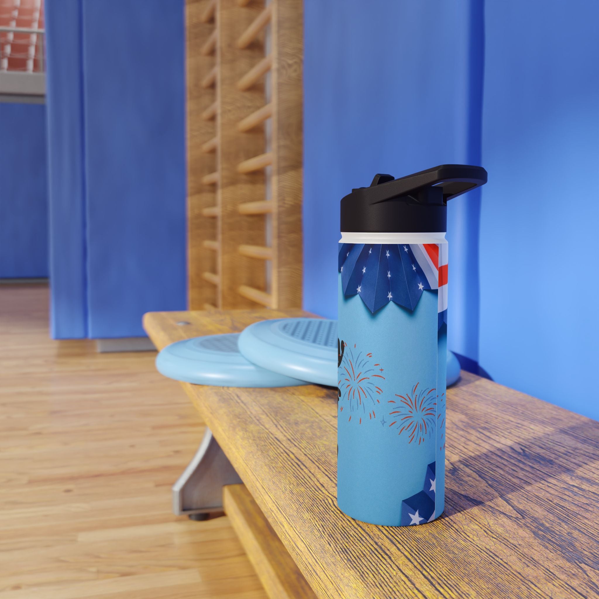4th of July Stainless Steel Water Bottle — Patriotic Fireworks Design