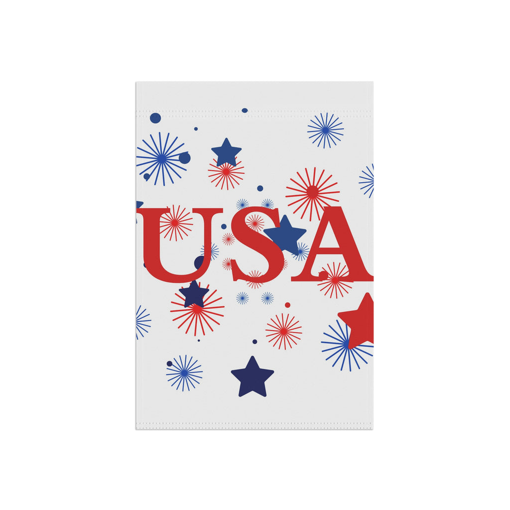 USA Fireworks Garden Flag – Patriotic Red White Blue House Banner for 4th of July