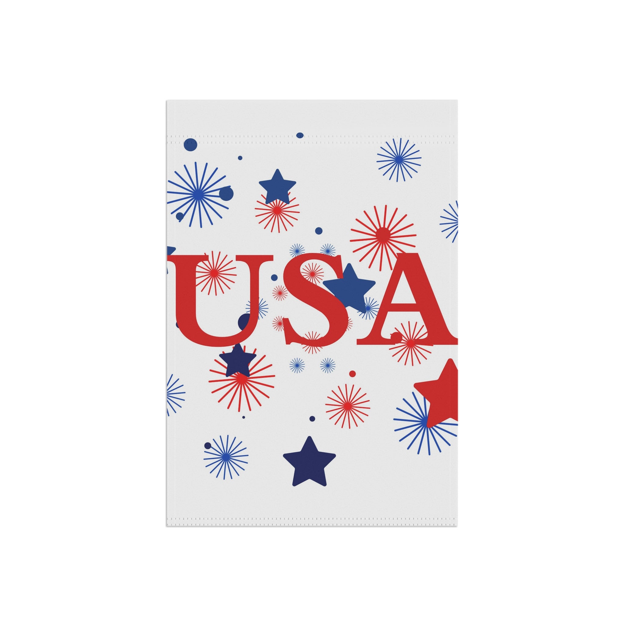 USA Fireworks Garden Flag – Patriotic Red White Blue House Banner for 4th of July
