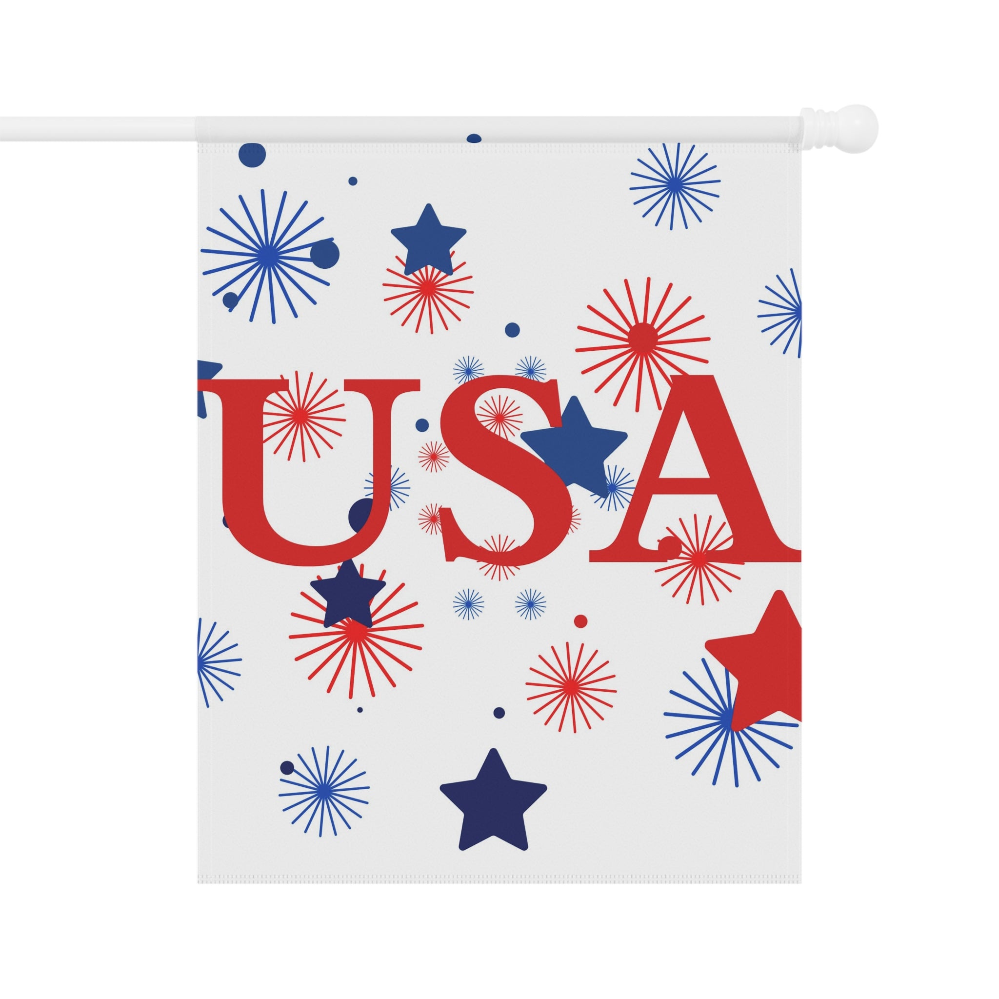 USA Fireworks Garden Flag – Patriotic Red White Blue House Banner for 4th of July