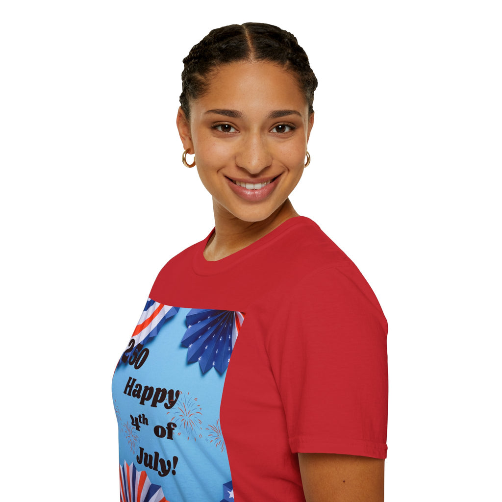 4th of July T-Shirt - "Happy 4th of July!" Patriotic Stars & Stripes Tee