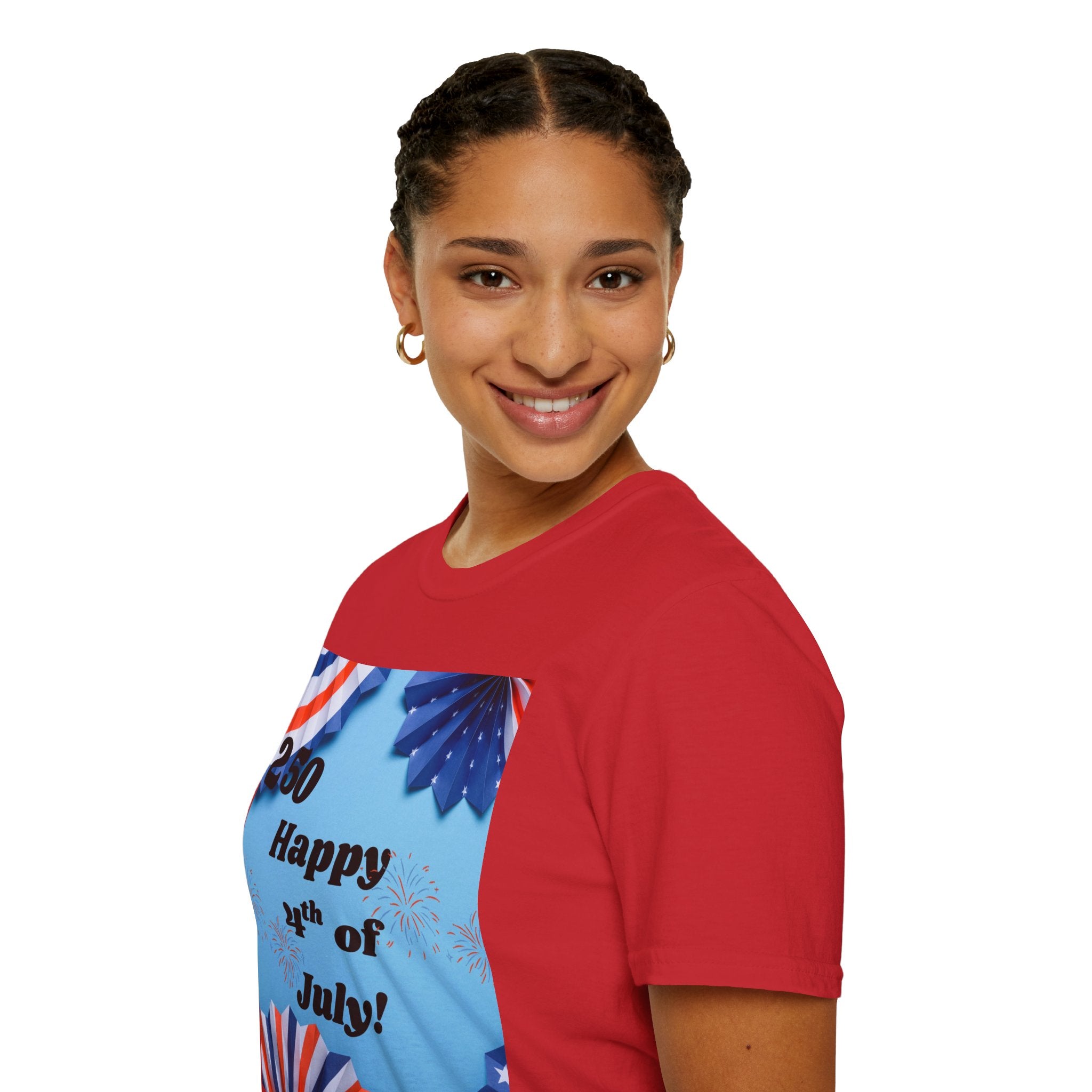 4th of July T-Shirt - "Happy 4th of July!" Patriotic Stars & Stripes Tee