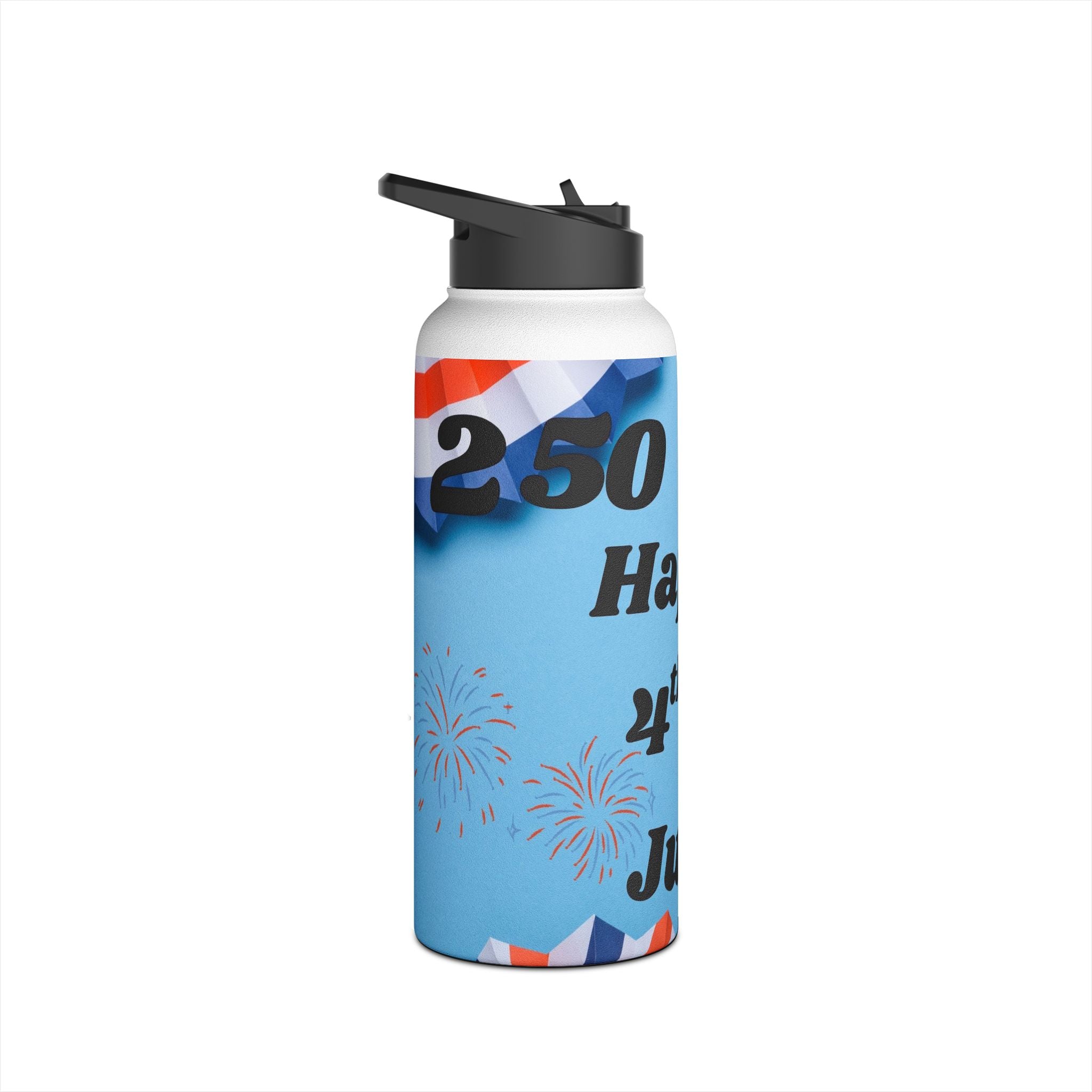 4th of July Stainless Steel Water Bottle — Patriotic Fireworks Design