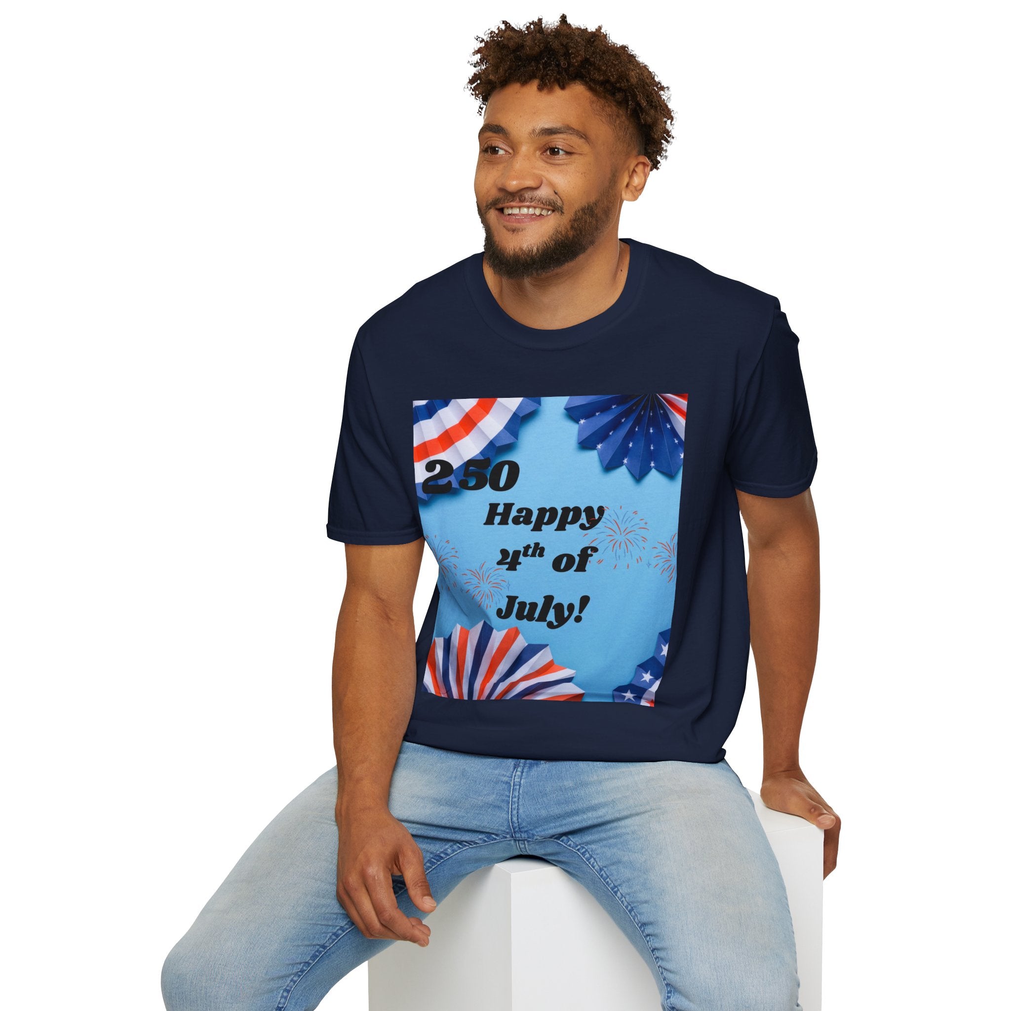 4th of July T-Shirt - "Happy 4th of July!" Patriotic Stars & Stripes Tee