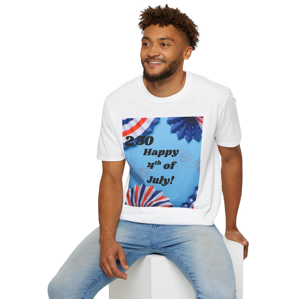 4th of July T-Shirt - "Happy 4th of July!" Patriotic Stars & Stripes Tee