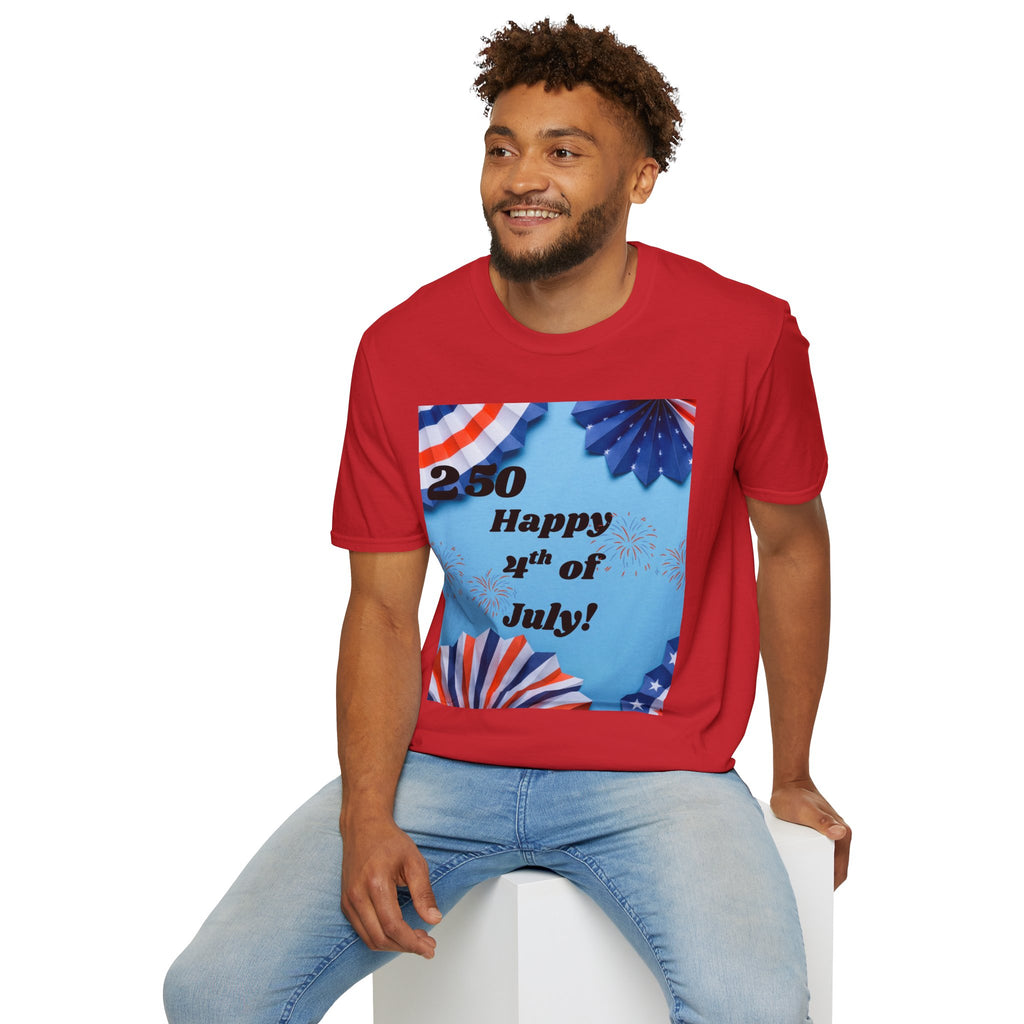 4th of July T-Shirt - "Happy 4th of July!" Patriotic Stars & Stripes Tee