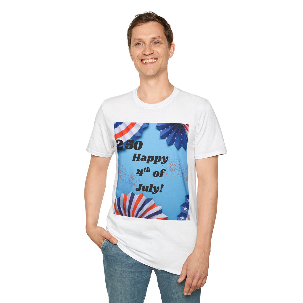 4th of July T-Shirt - "Happy 4th of July!" Patriotic Stars & Stripes Tee