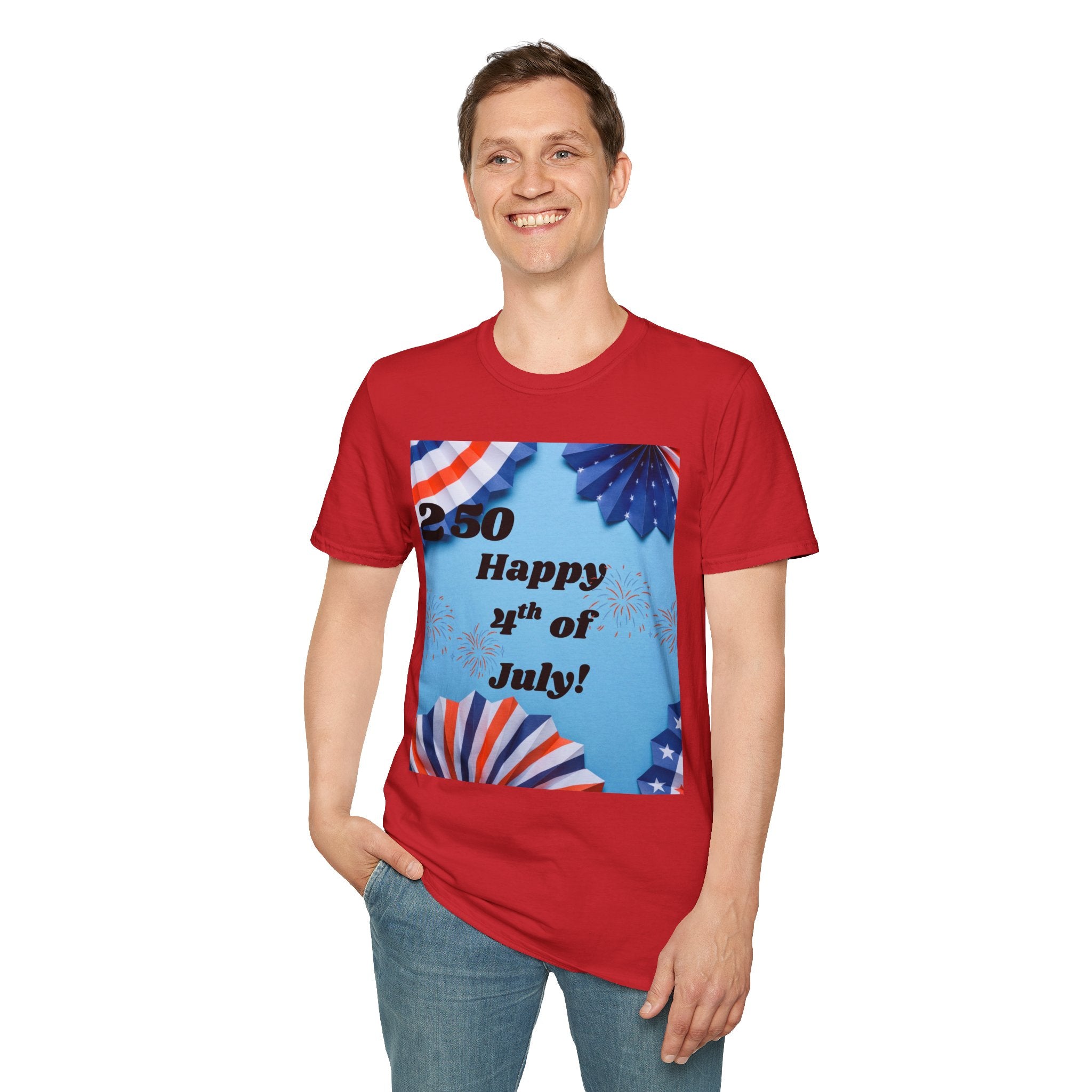 4th of July T-Shirt - "Happy 4th of July!" Patriotic Stars & Stripes Tee