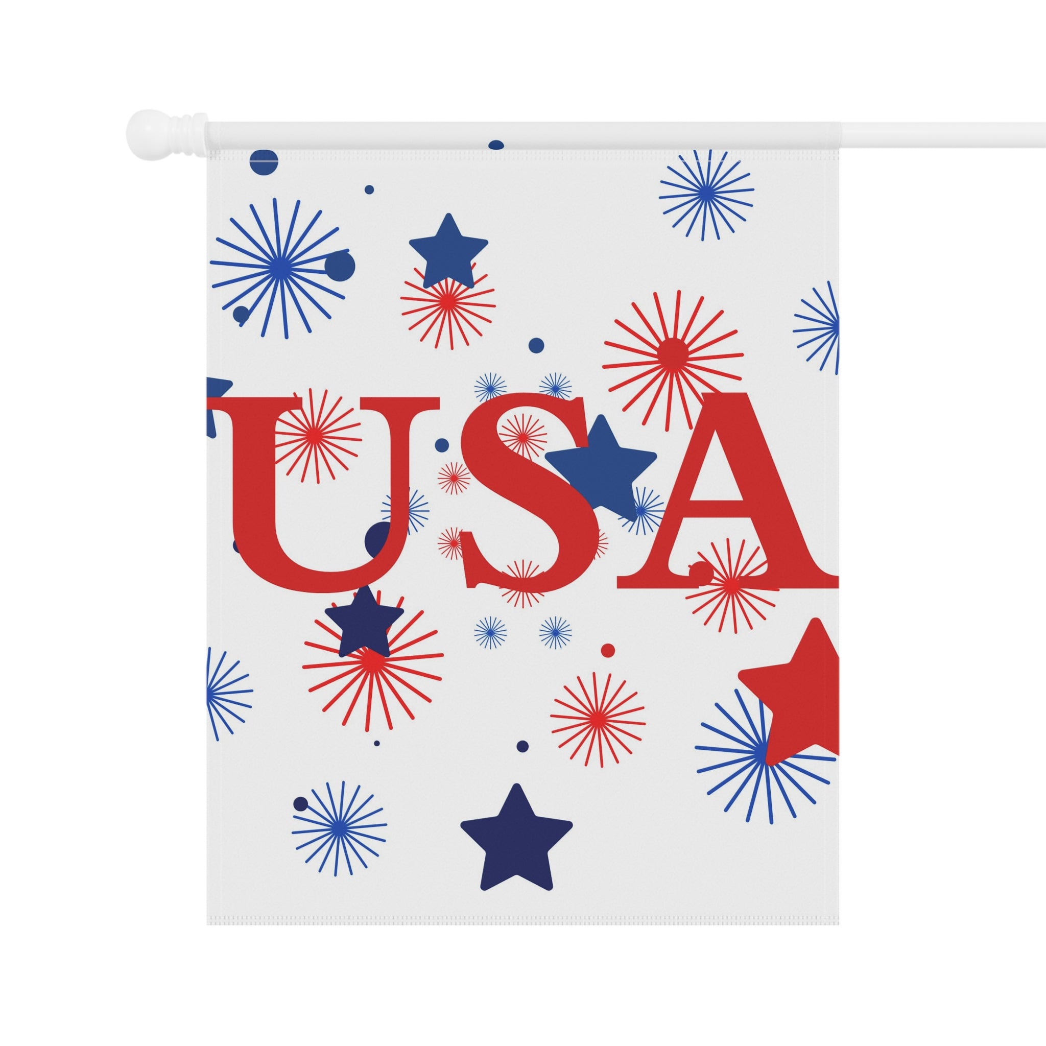 USA Fireworks Garden Flag – Patriotic Red White Blue House Banner for 4th of July