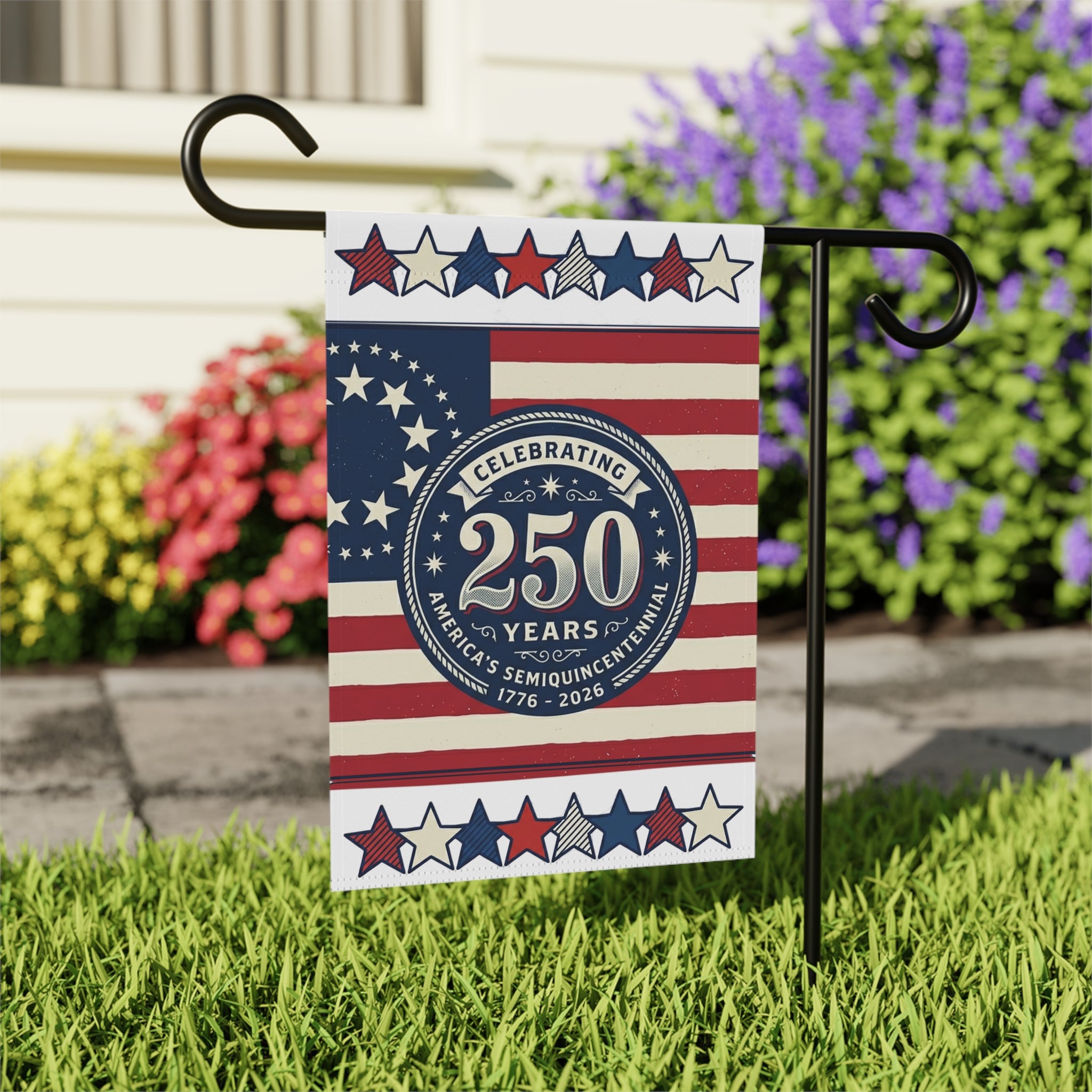 250th America Semiquincentennial Garden Flag — Patriotic USA Yard Banner