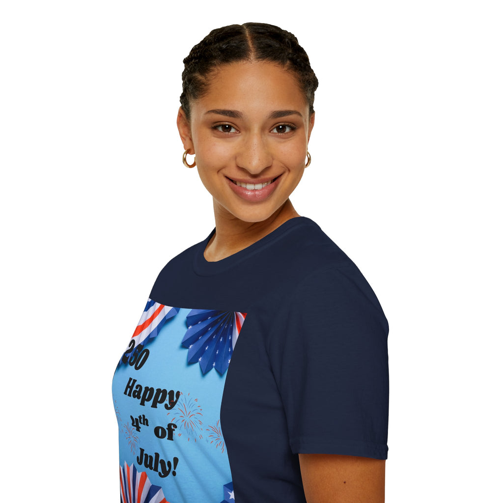 4th of July T-Shirt - "Happy 4th of July!" Patriotic Stars & Stripes Tee