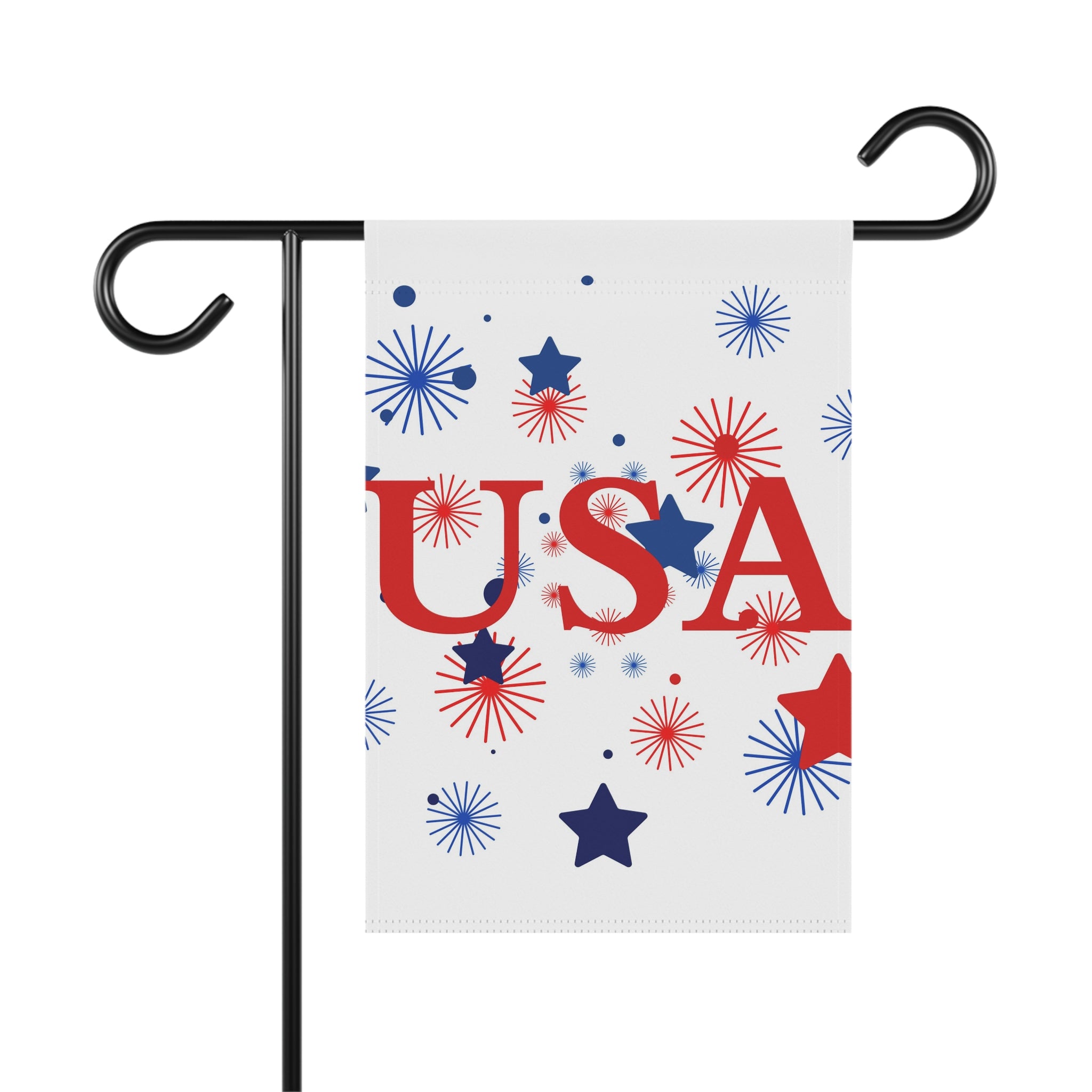 USA Fireworks Garden Flag – Patriotic Red White Blue House Banner for 4th of July
