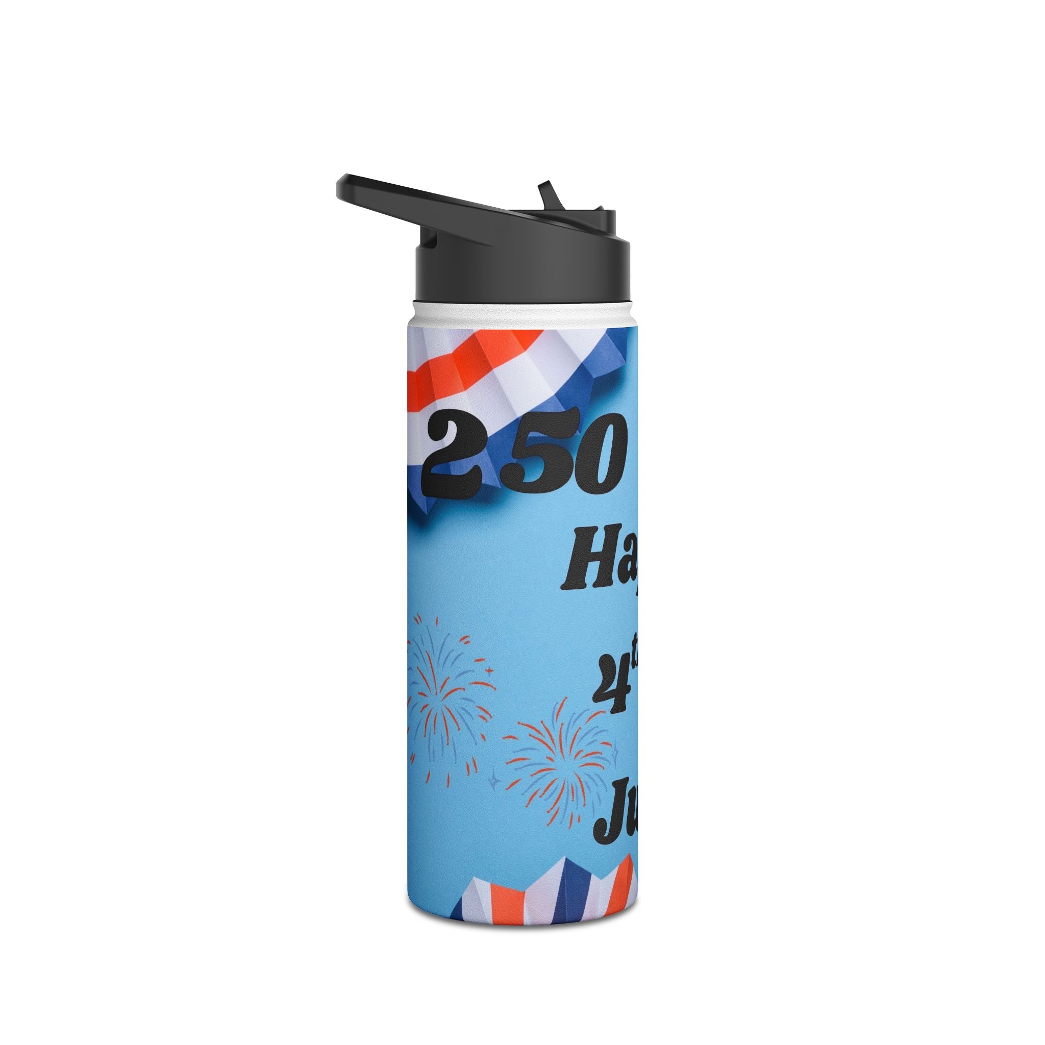 4th of July Stainless Steel Water Bottle — Patriotic Fireworks Design