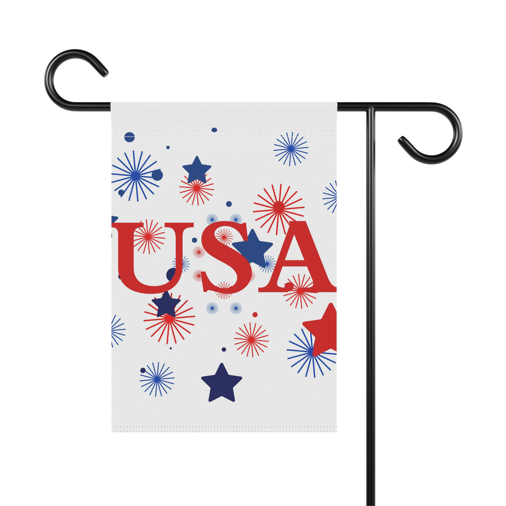 USA Fireworks Garden Flag – Patriotic Red White Blue House Banner for 4th of July