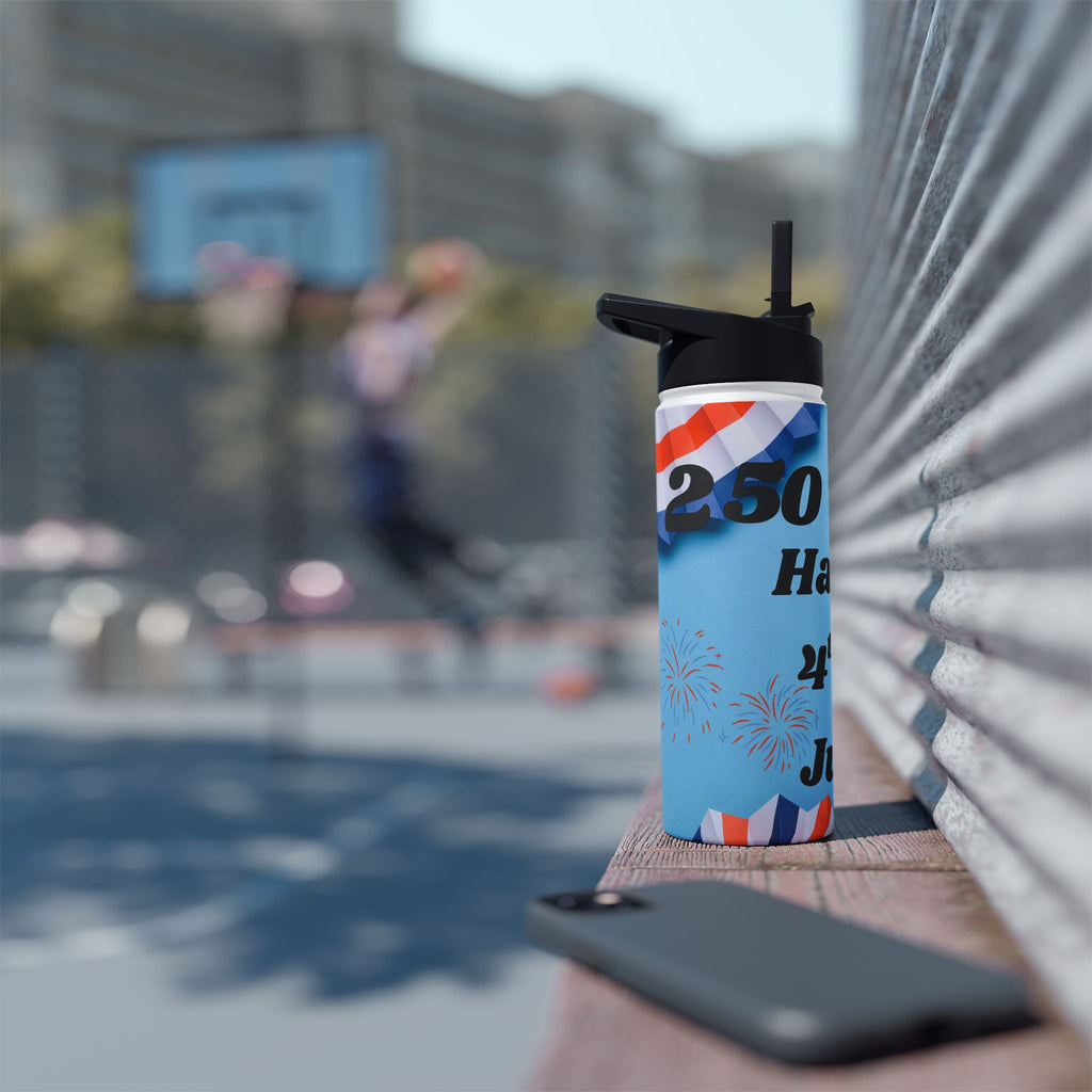 4th of July Stainless Steel Water Bottle — Patriotic Fireworks Design