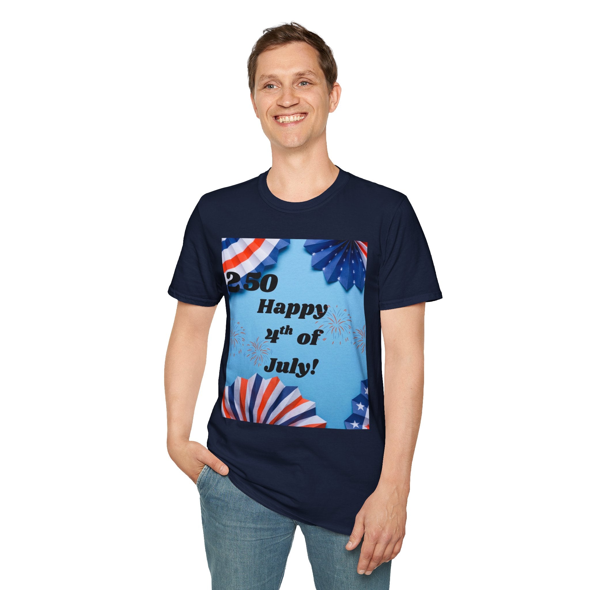 4th of July T-Shirt - "Happy 4th of July!" Patriotic Stars & Stripes Tee