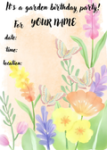 Digital product   garden birthday party invitation